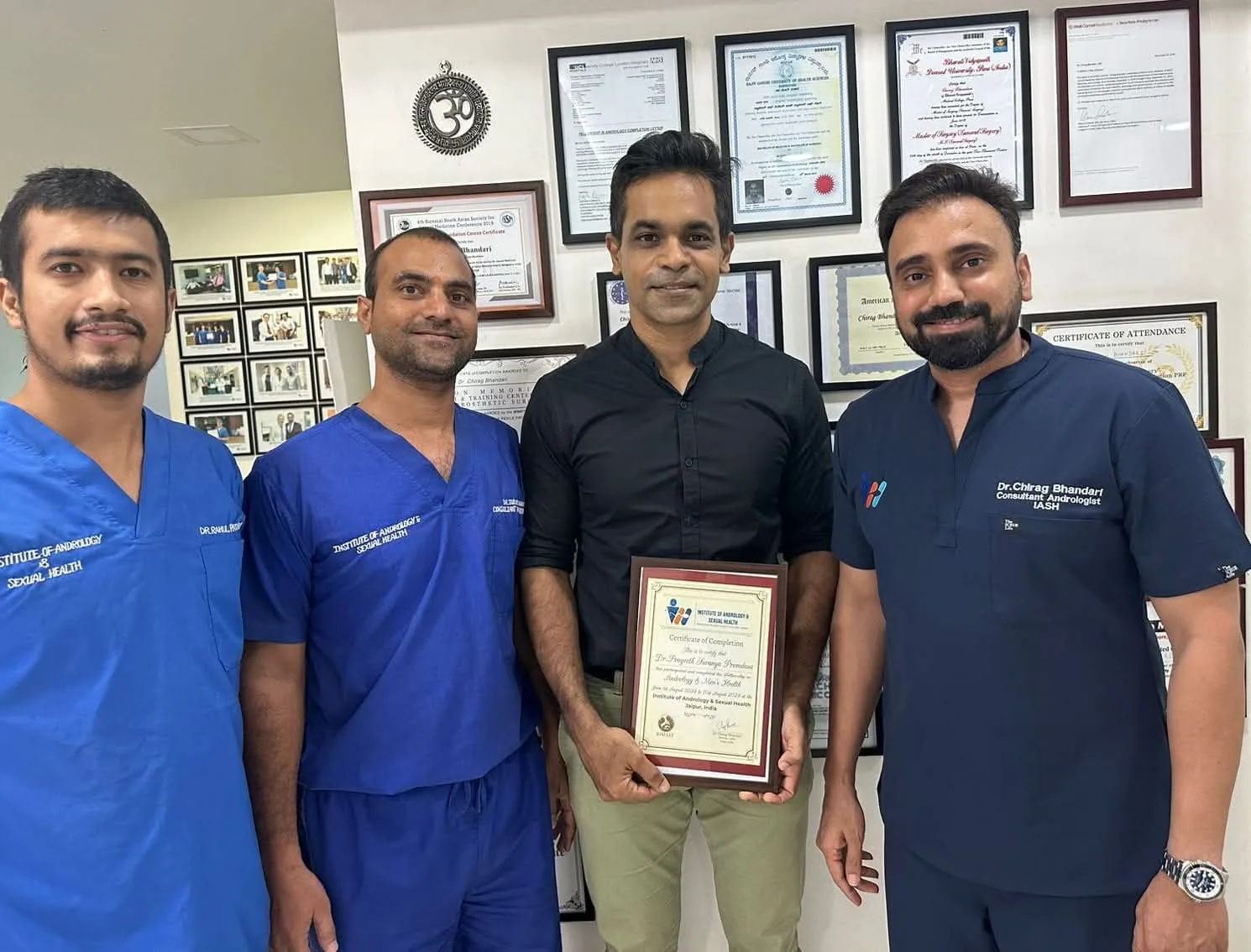 Dr. Prageeth with colleagues after advanced training and fellowship recognition.