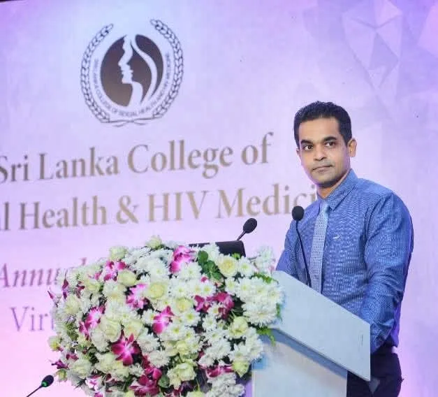 Dr. Prageeth speaking at a Sri Lanka College of Sexual Health and HIV Medicine event.